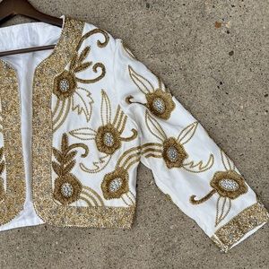 Vintage Appliquéd Crop Jacket